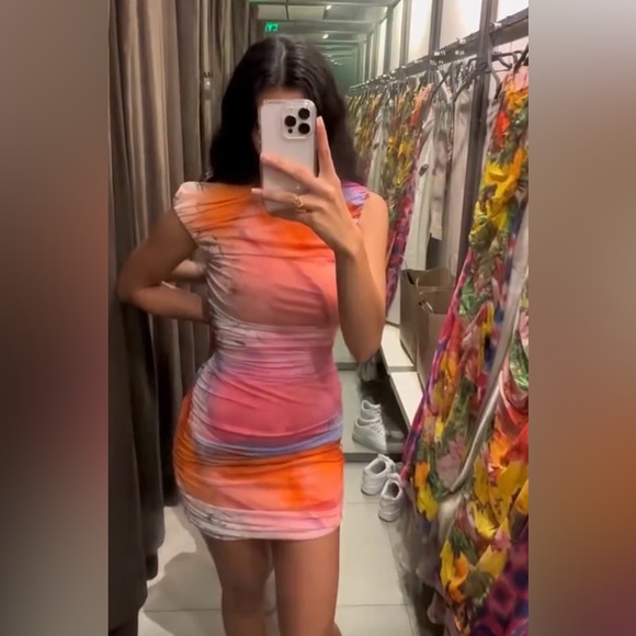 Zara Dresses & Skirts - Zara dress mini drapped tulle bleach effect summer party night out